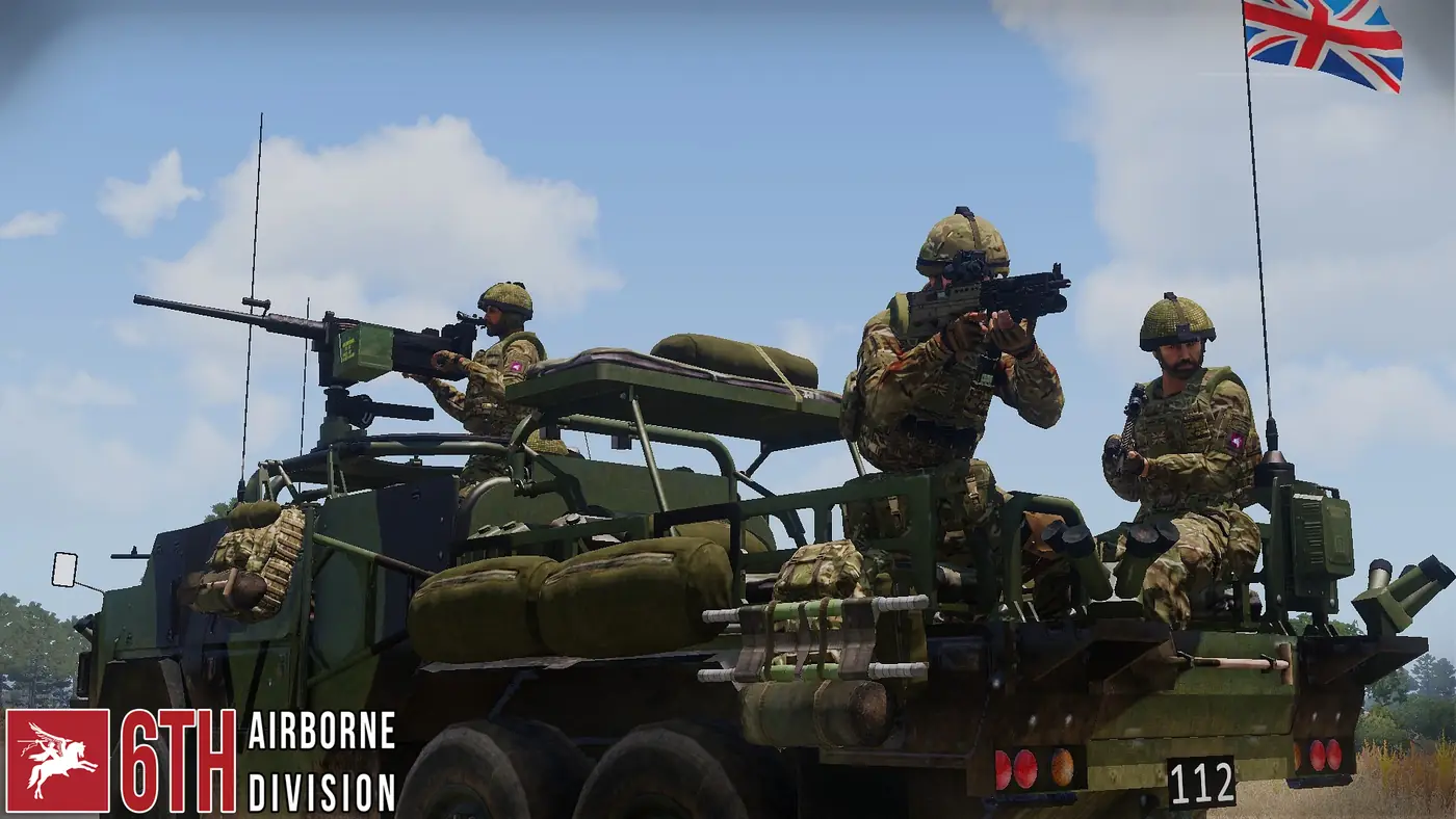 6th Airborne Division operating in ARMA 3. British Army on a Jackal